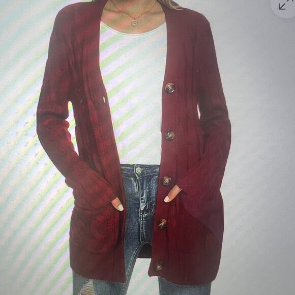 NWT UEU Womens Black Cable Knit Cardigan W/Pockets Sz XL Cozy Chunky Coastal - Picture 6 of 6